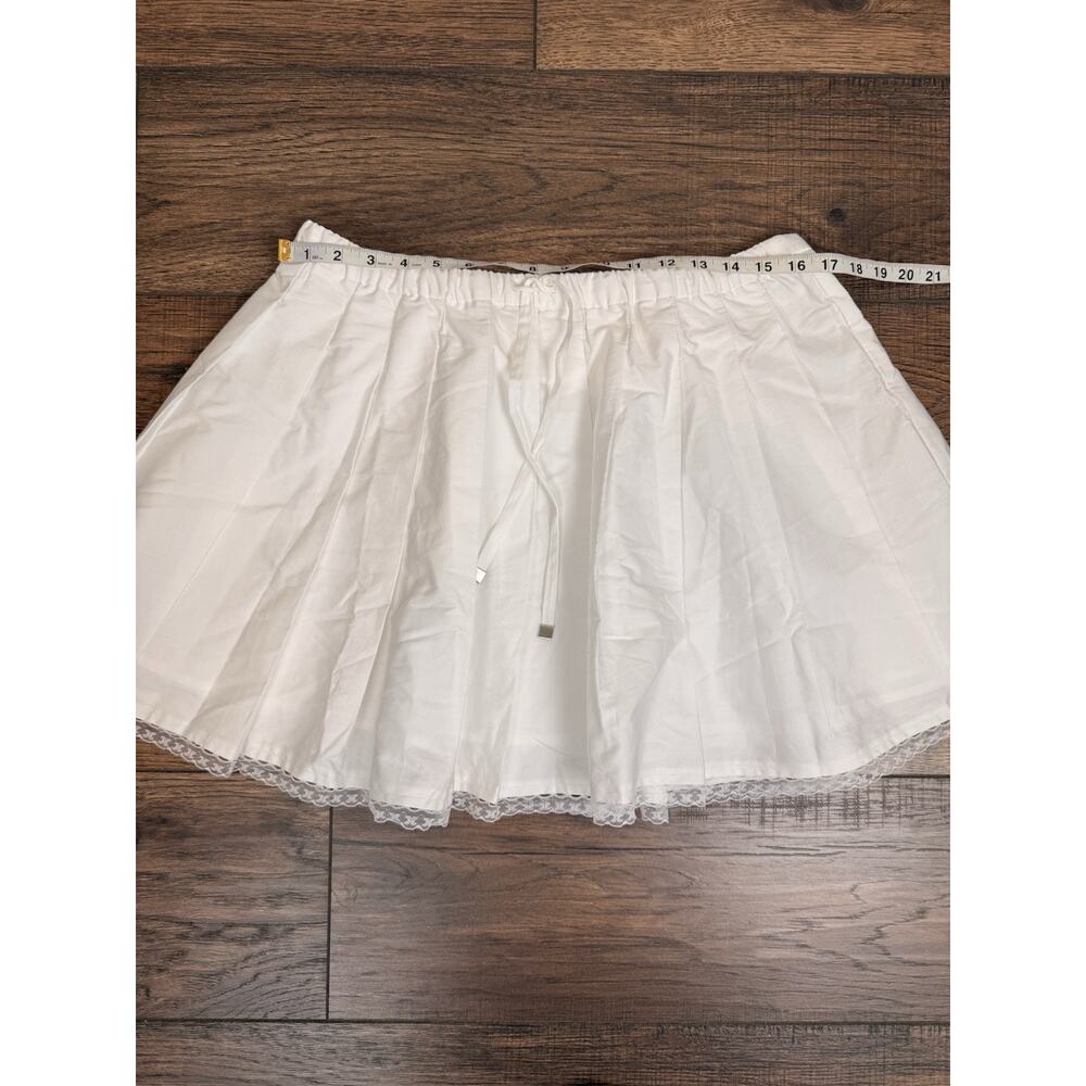 J. Crew Pleated tie-waist mini skirt Large White Pleated Skirt NEW - Picture 6 of 7